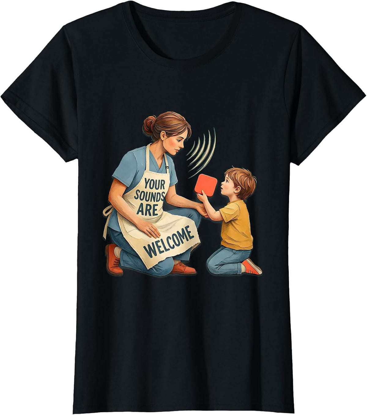 Your Sounds Are Welcome Storybook Speech Language T-Shirt - Black