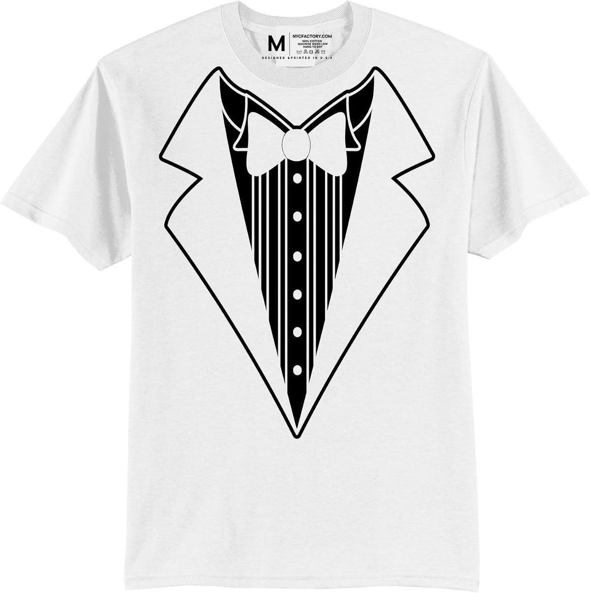 Men's Funny Tuxedo T-Shirt Black - White Button