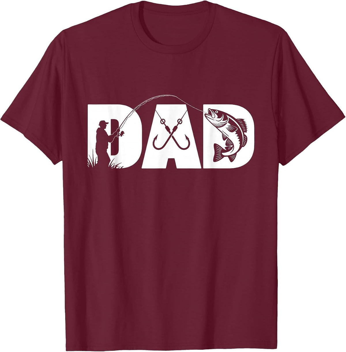 Fishing Dad T-Shirt - Burgundy