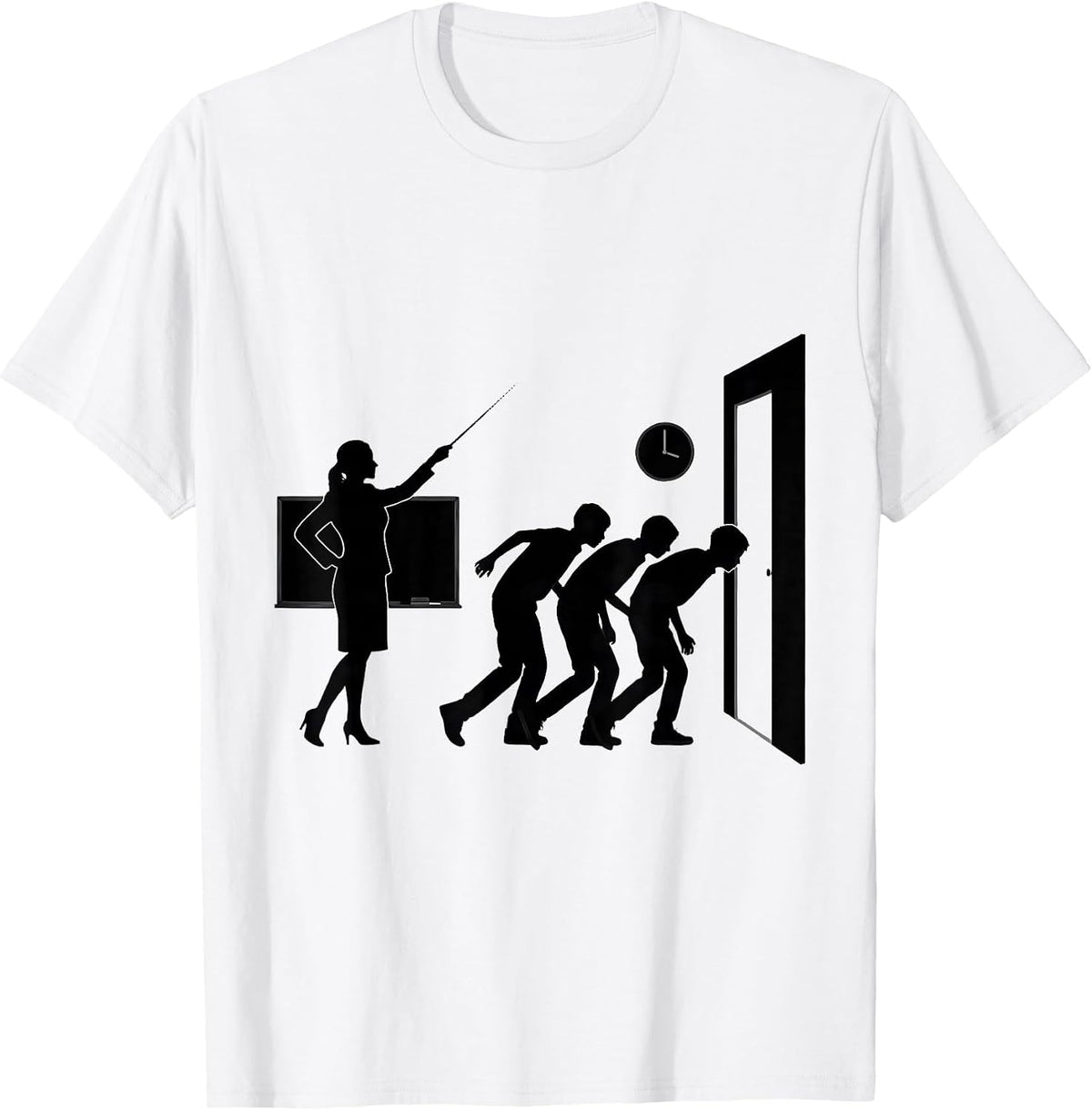 Men's Teacher Silhouette School Day Staff Gift Back To School T-Shirt - White