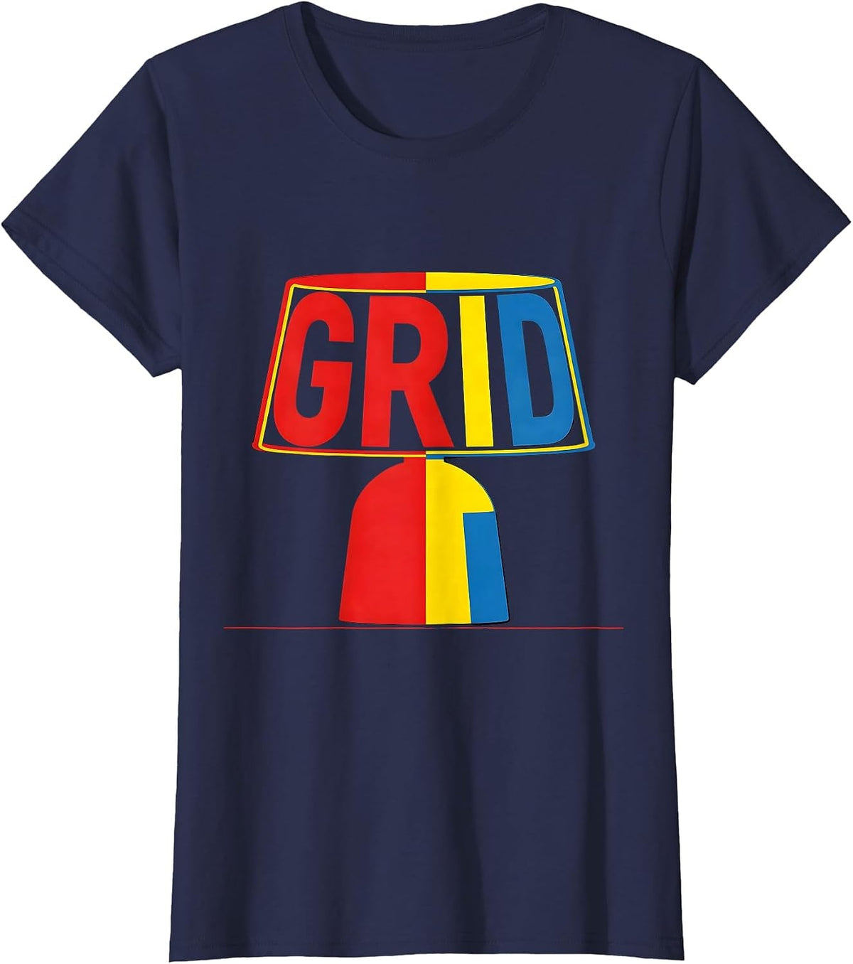 Women's GRID Geometric Bauhaus 100th Anniversary Design Movement T-Shirt - Navy Blue