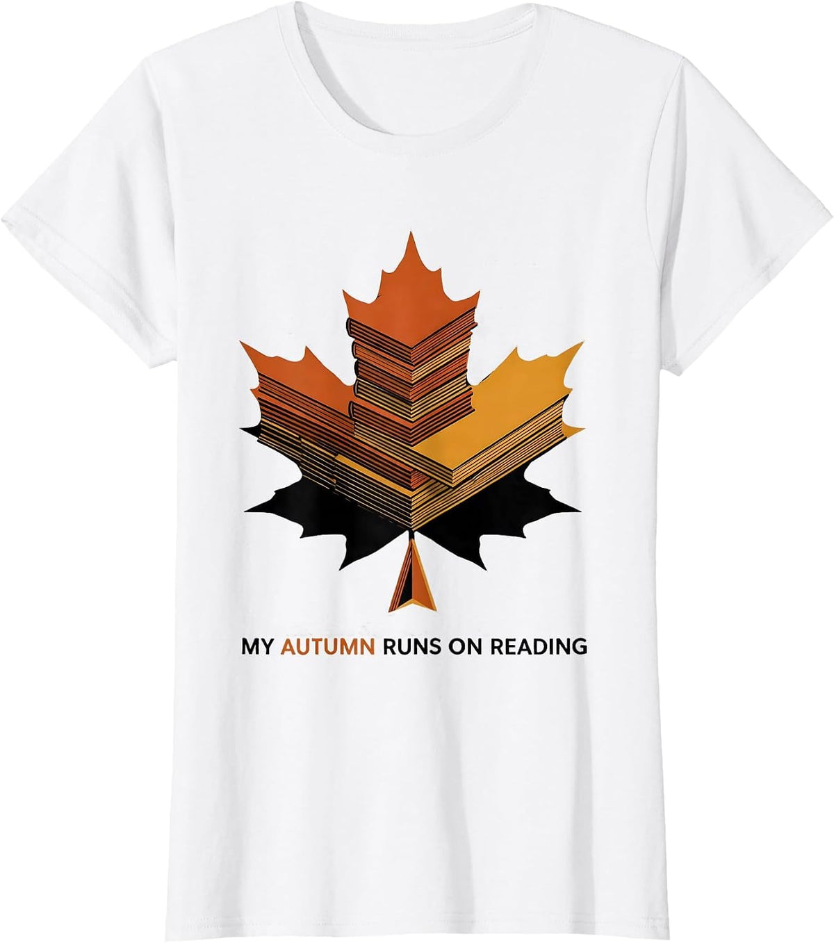 My Autumn Runs On Reading Geometric Teacher Book Lover T-Shirt - White