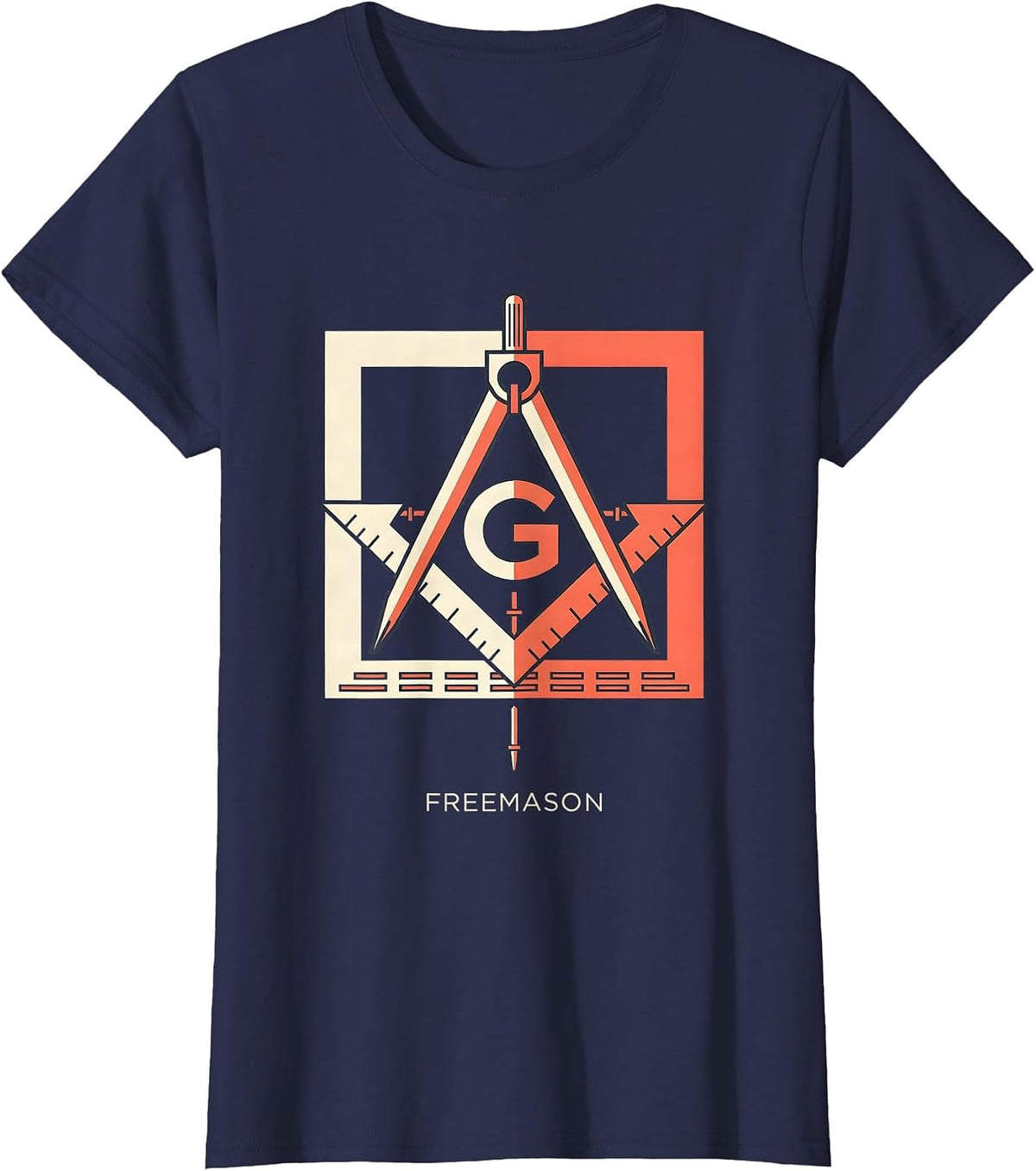 Women's Freemason Square and Compass Fraternal Pride Masonic T-Shirt - Navy Blue