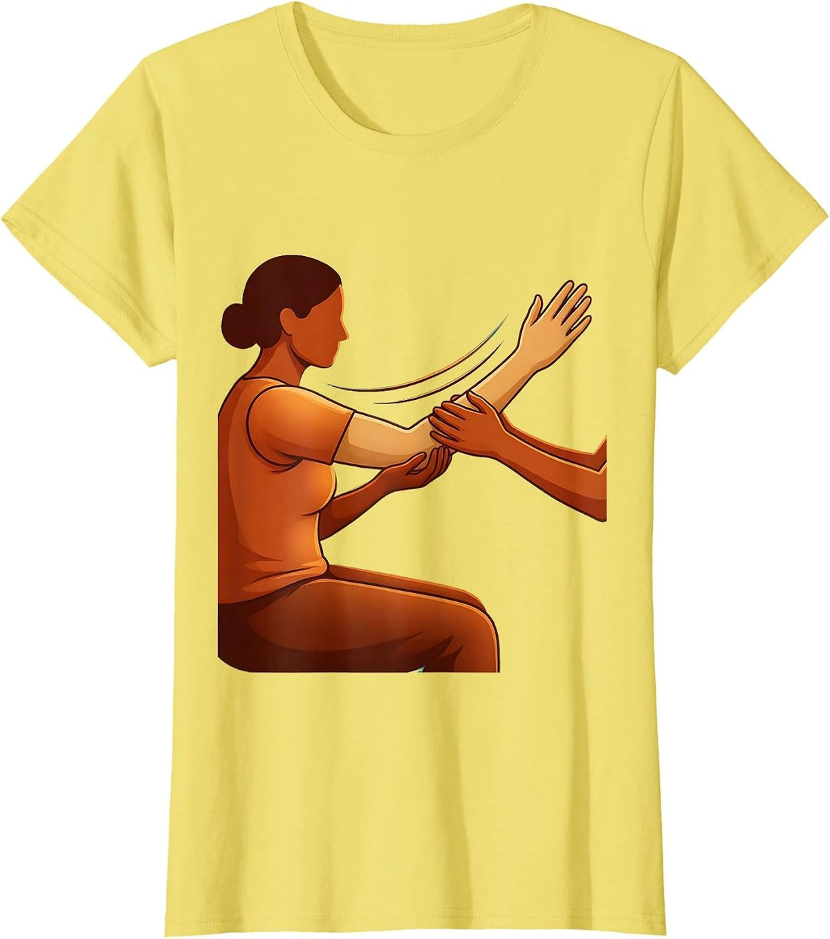 Physical Therapist Patient Arm Stretch Illustration T-Shirt - Lemon Yellow