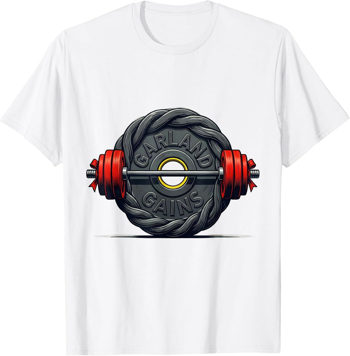 Men's Garland Gains Funny Christmas Gym Weightlifting Fitness T-Shirt - White