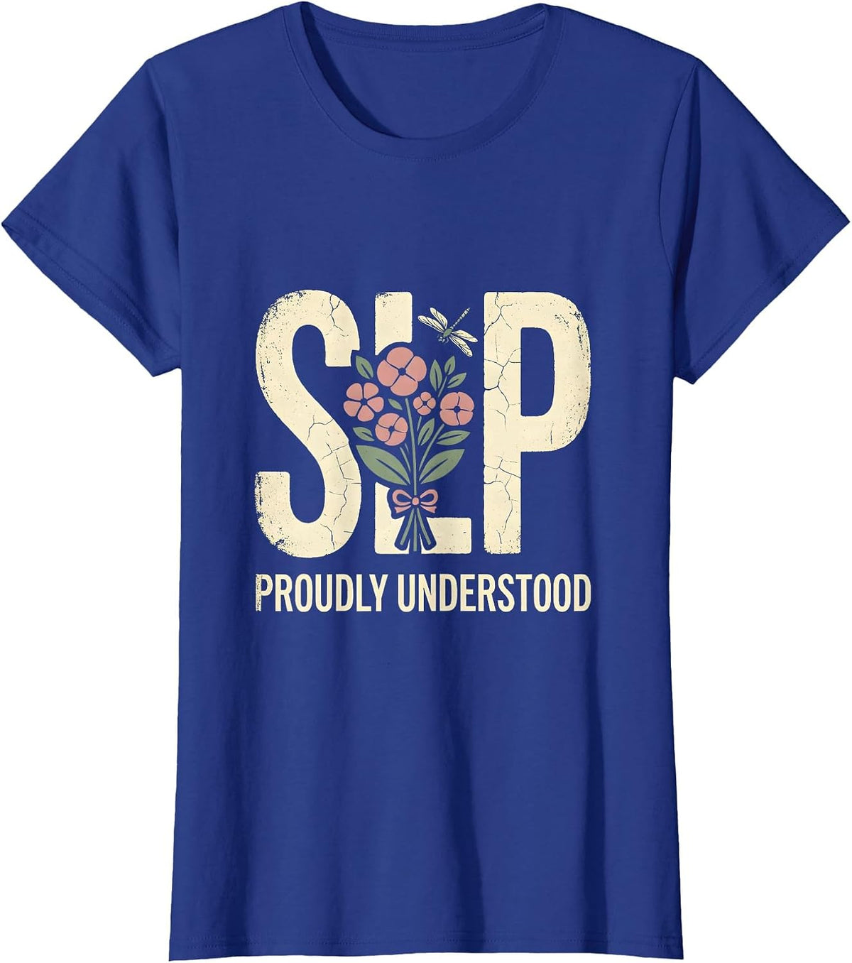 Women's SLP Proudly Understood Boho Floral Speech Language T-Shirt - Royal Blue