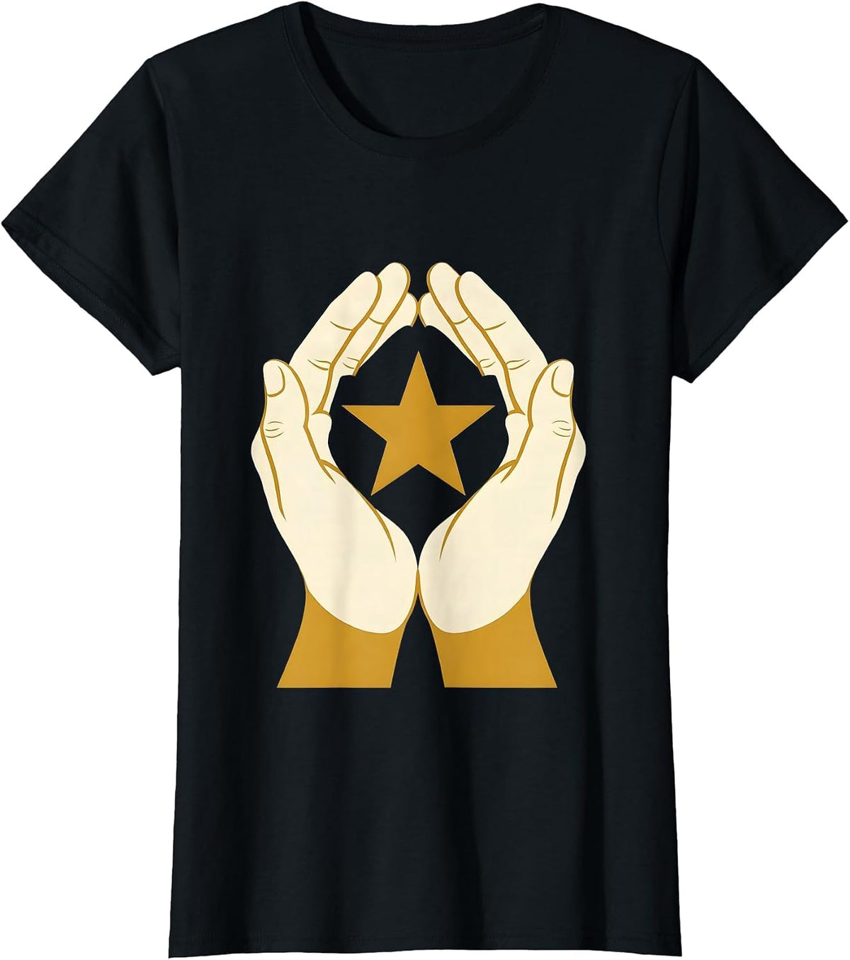 Paraprofessional Cupping Glowing Star Illustration T-Shirt - Black