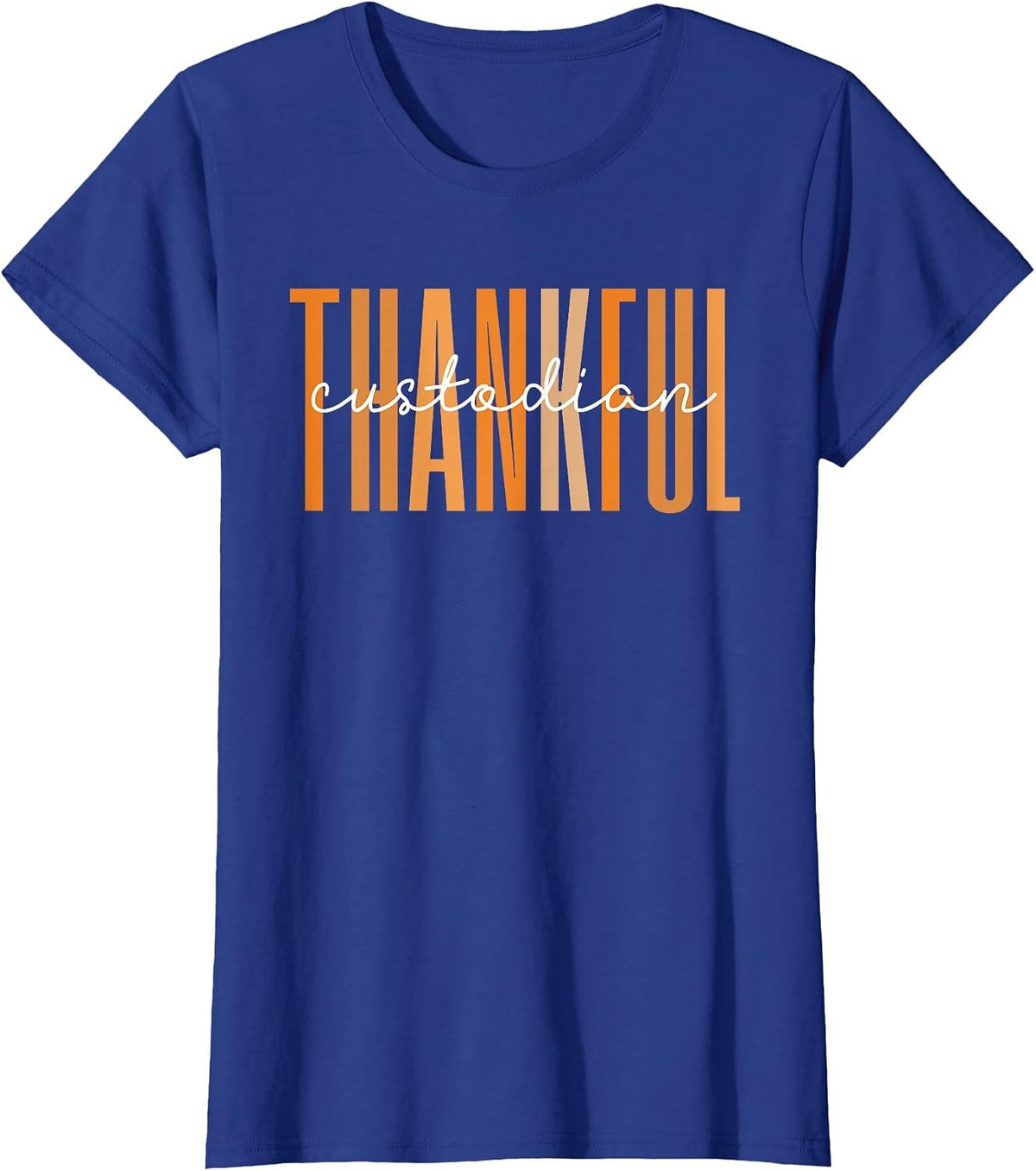 Retro Vintage One Thankful Custodian Pumpkin Thanksgiving T-Shirt - Royal Blue
