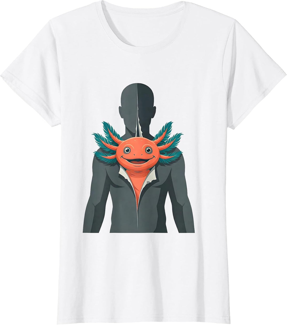 Axolotl Inside Human Costume Reveal Halloween Joke T-Shirt - White