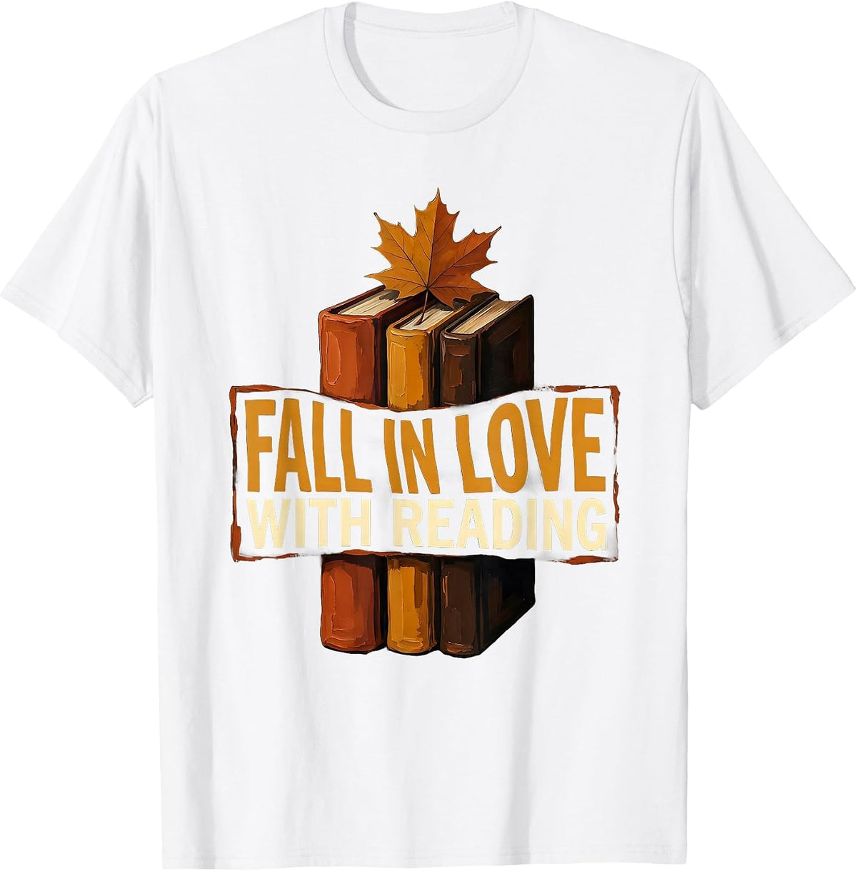 Fall In Love With Reading Cute Teacher Book Lover Autumn T-Shirt - White