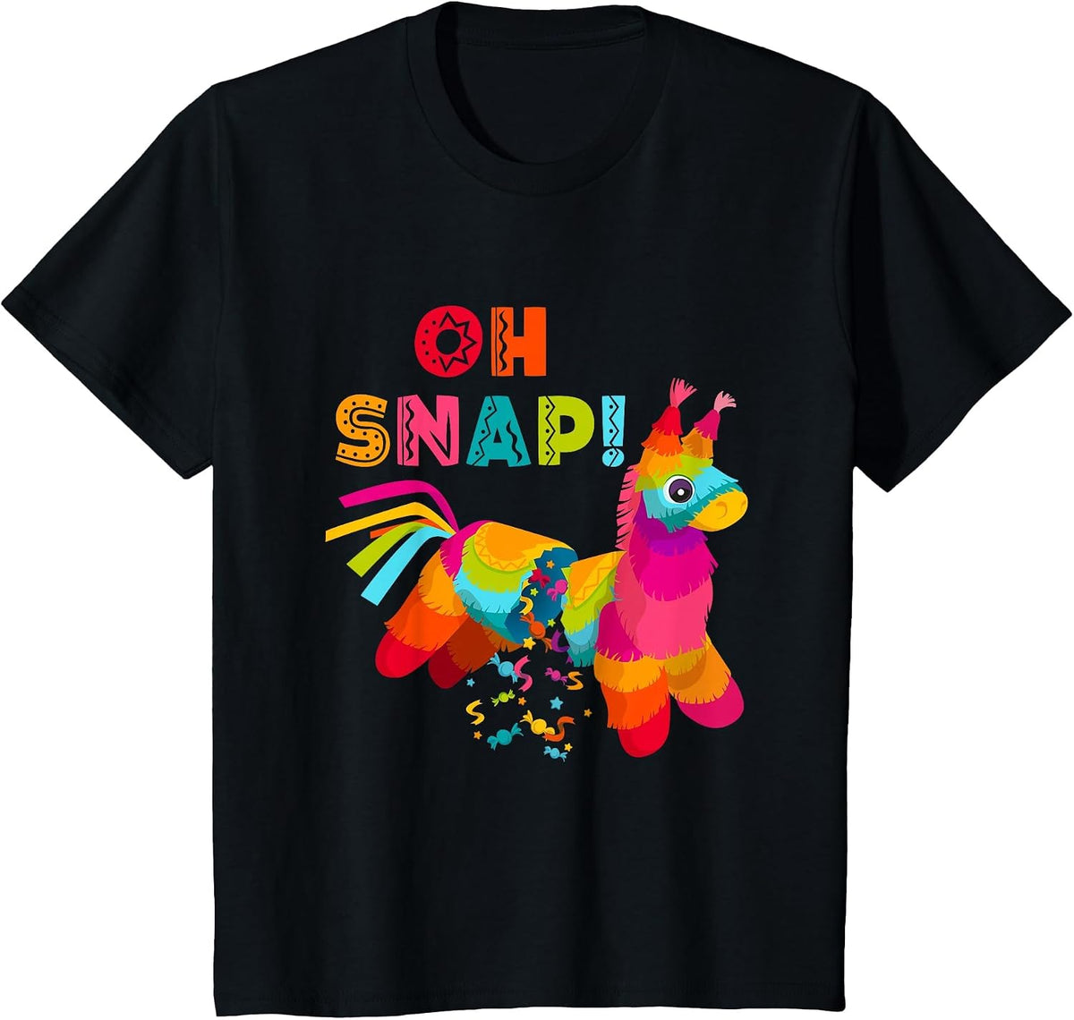 Pinata Oh Snap Serape Cinco De Mayo Mexican Fiesta T-Shirt - Black