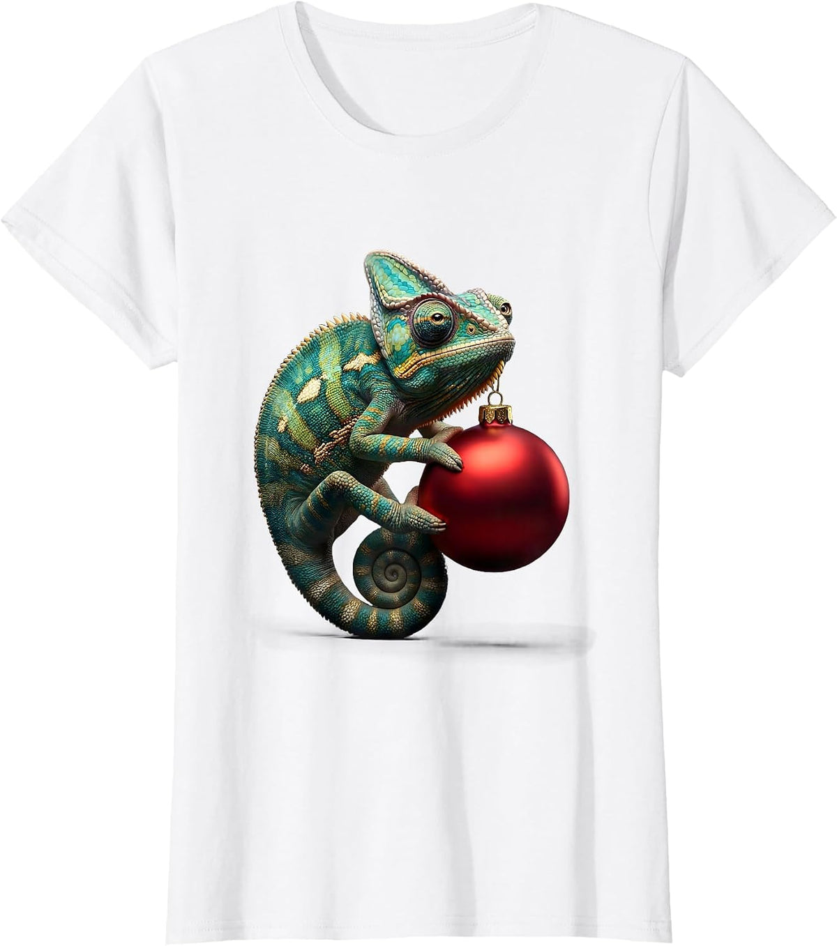 Women's Dimensional Chameleon Christmas Ornament Fantasy Creature T-Shirt - White