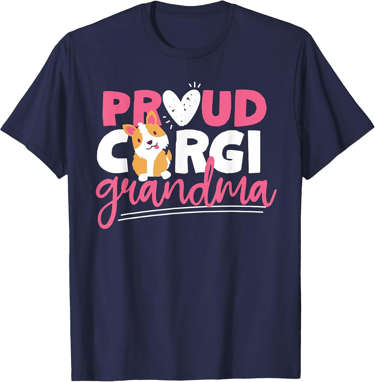 Proud Corgi Grandma T-Shirt - Navy Blue
