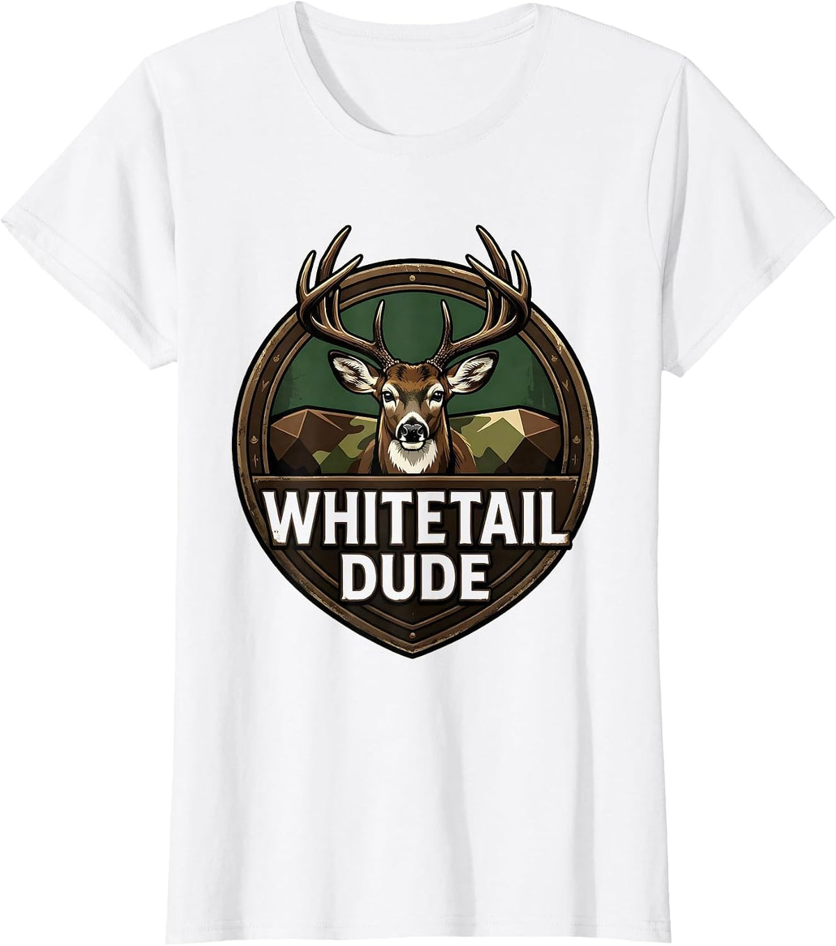 Women's Whitetail Dude Vintage Hunting Youth Teens Kids Camo T-Shirt - White