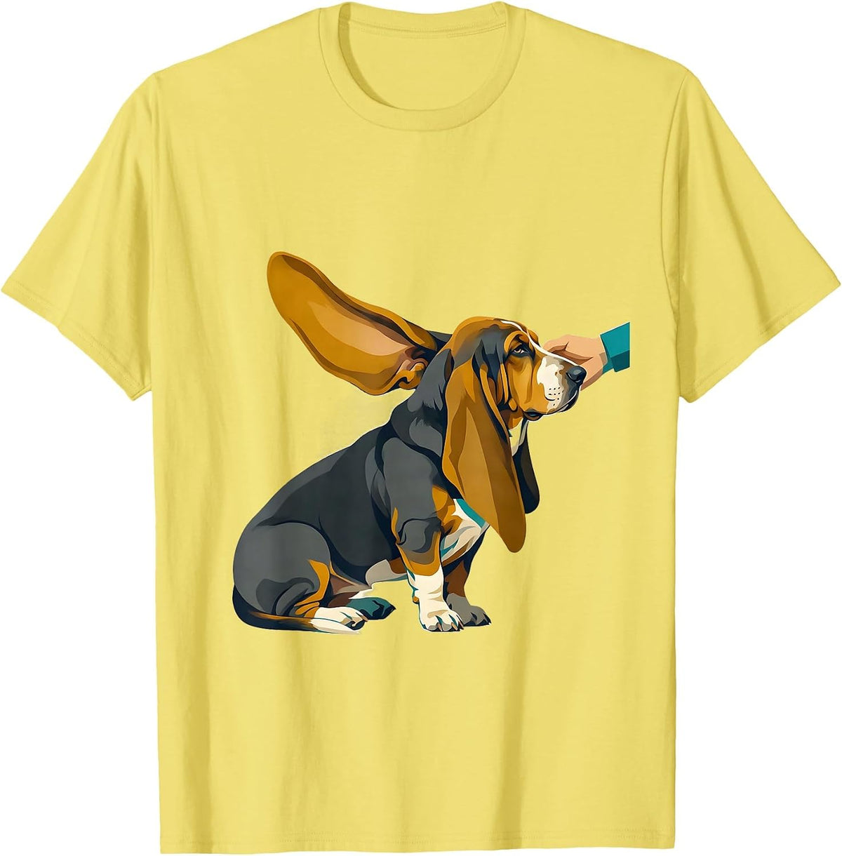 Men's Basset Hound Midcentury Modern Dog Lover Humor T-Shirt - Lemon Yellow