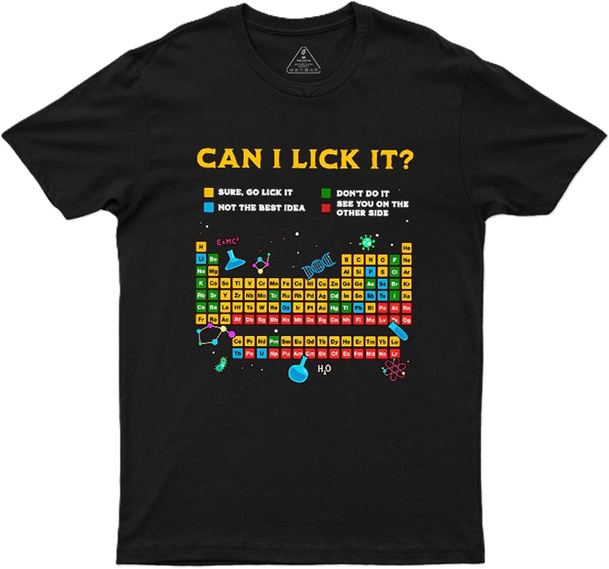 Geek Can I Lick It Periodic Mens Graphic Tee Funny Shirts - Cotton S-5XL - Black