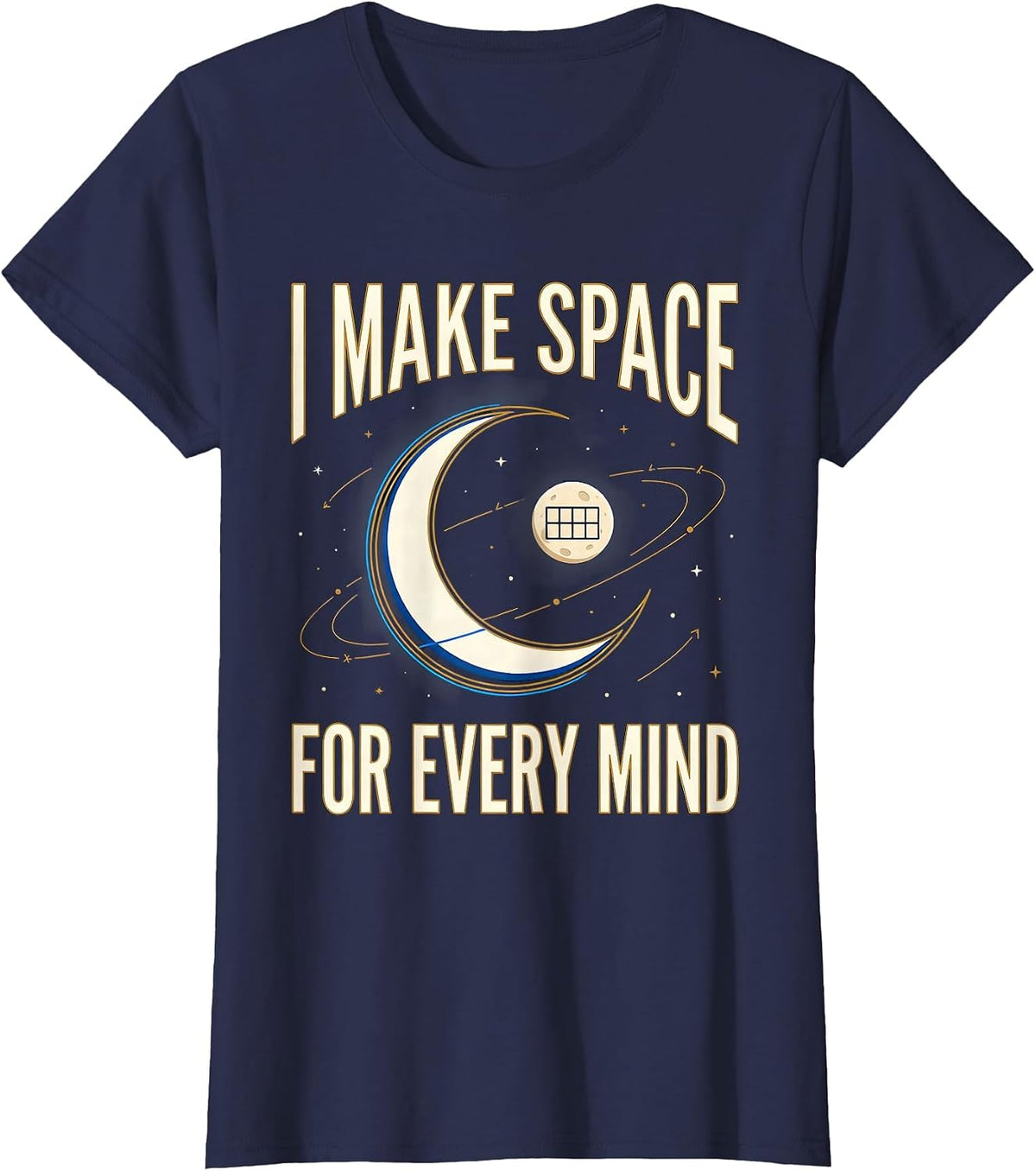 Women's I Make Space For Every Mind Cosmic Special Education Teacher T-Shirt - Navy Blue