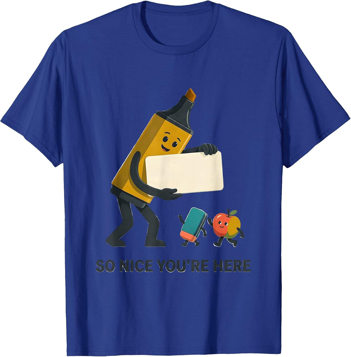 Men's So Nice You're Here Midcentury Modern Teacher Student Back T-Shirt - Royal Blue