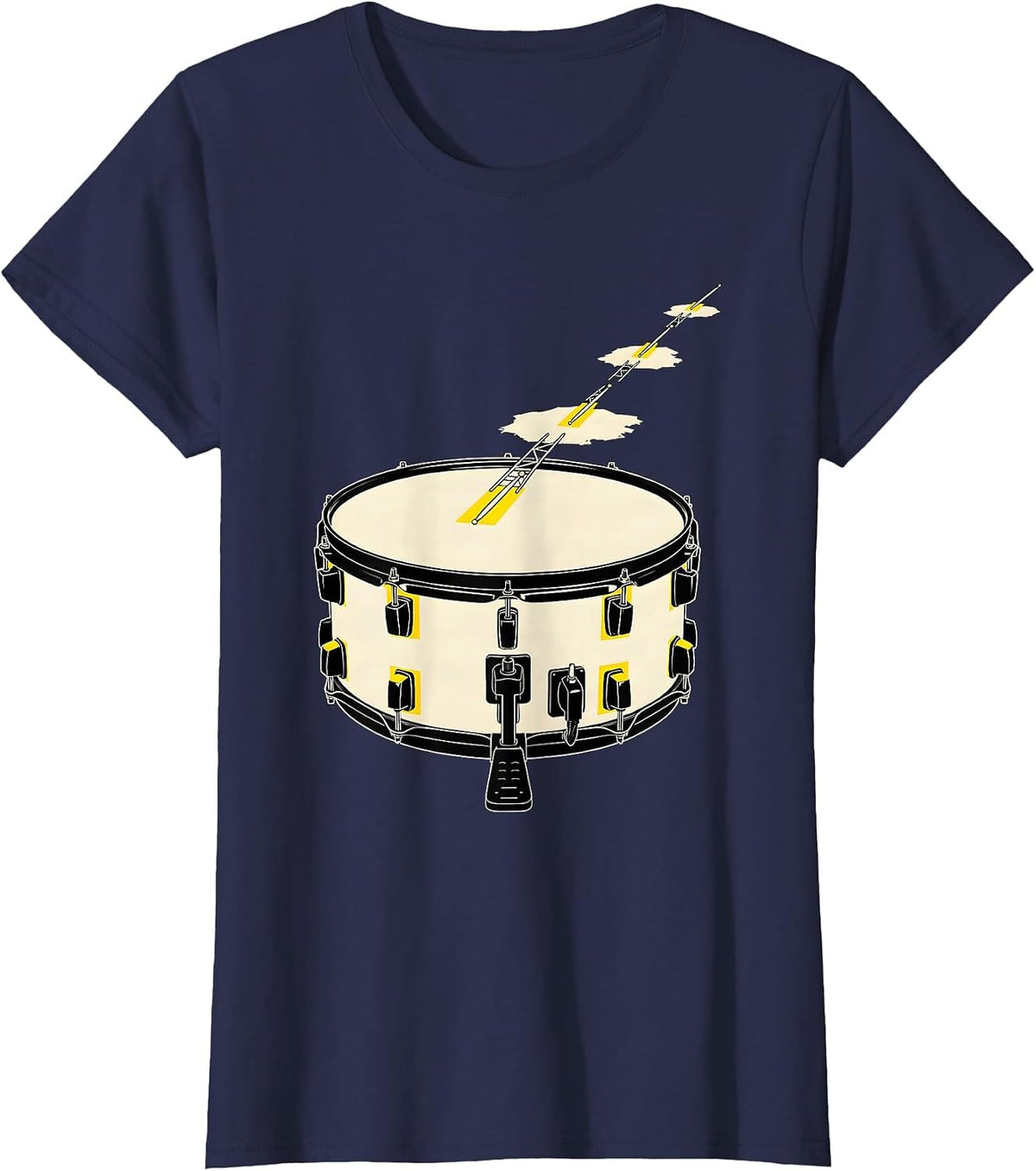 Women's Stencil Bass Drum Drummer Humor Vintage Gift T-Shirt - Navy Blue