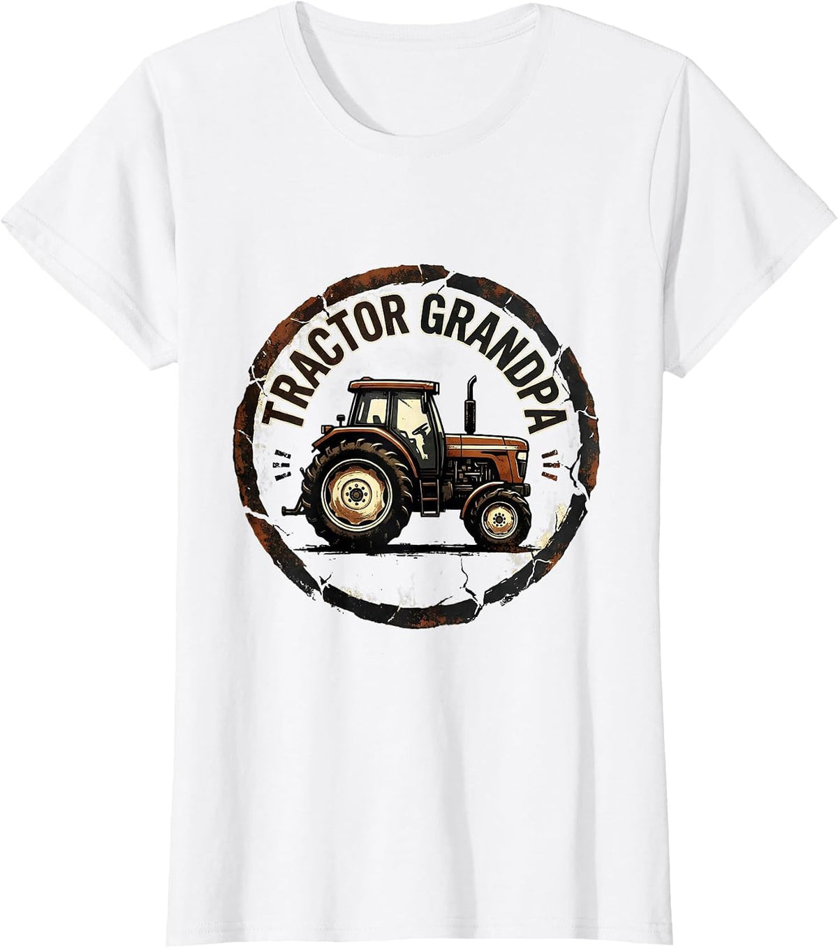 Tractor Grandpa Distressed Funny Grandpa Farmer Gift T-Shirt - White