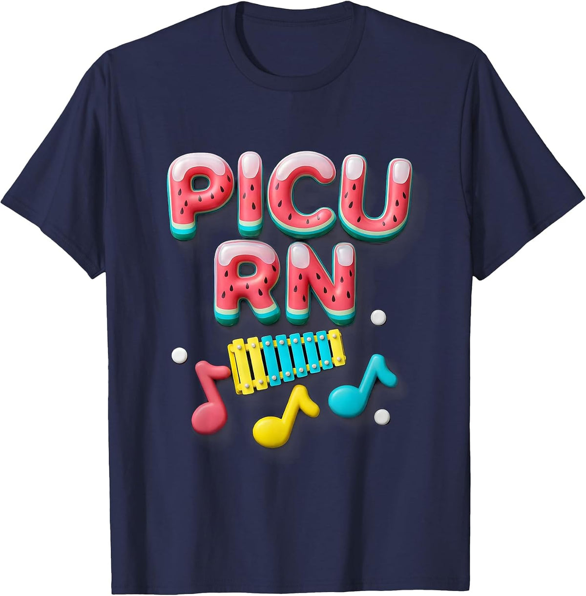PICU RN Cute Pediatric Nurse Practitioner NICU Crew T-Shirt - Navy Blue