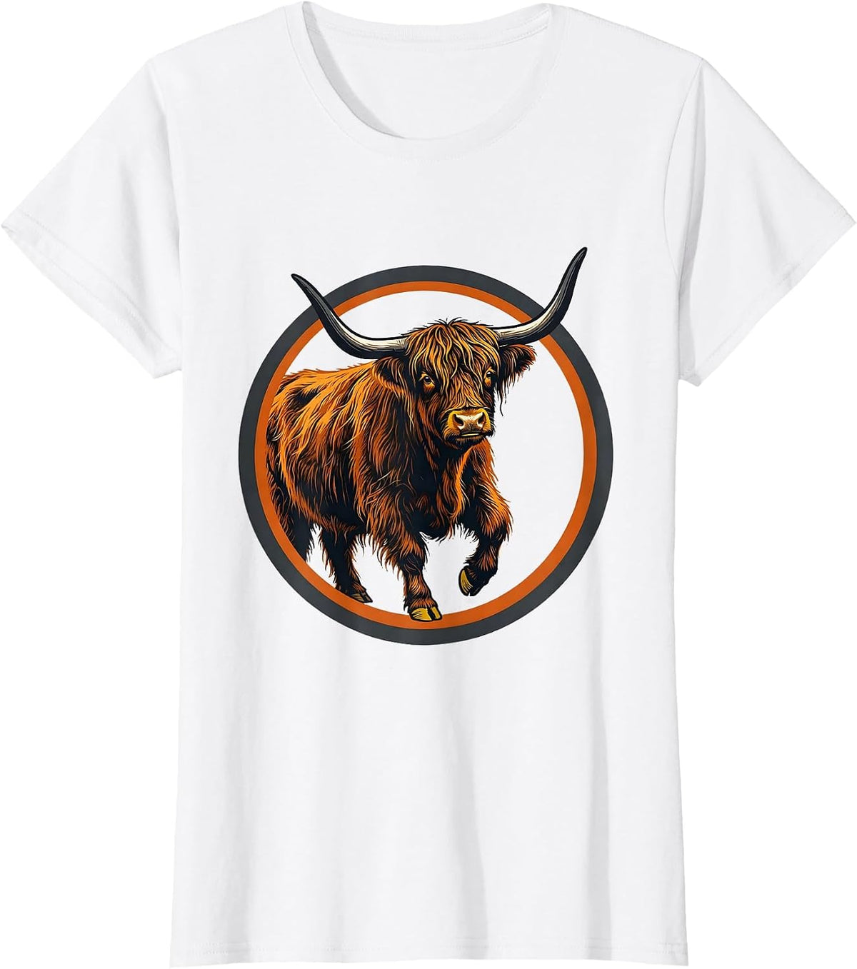 Highland Cow Screenprint Poster Farm Animal Humor T-Shirt - White