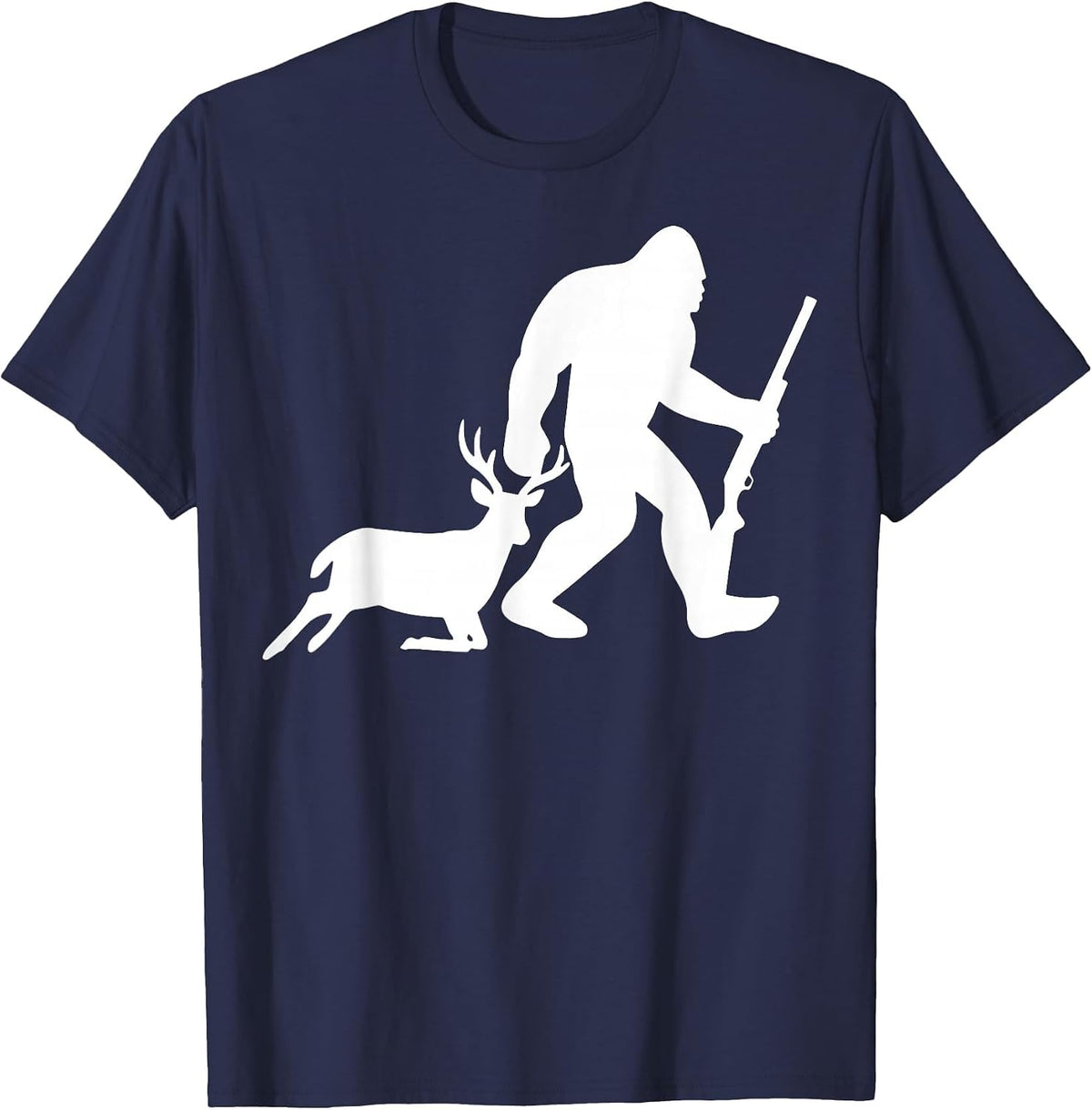 Bigfoot Deer Hunting T-Shirt - Navy Blue