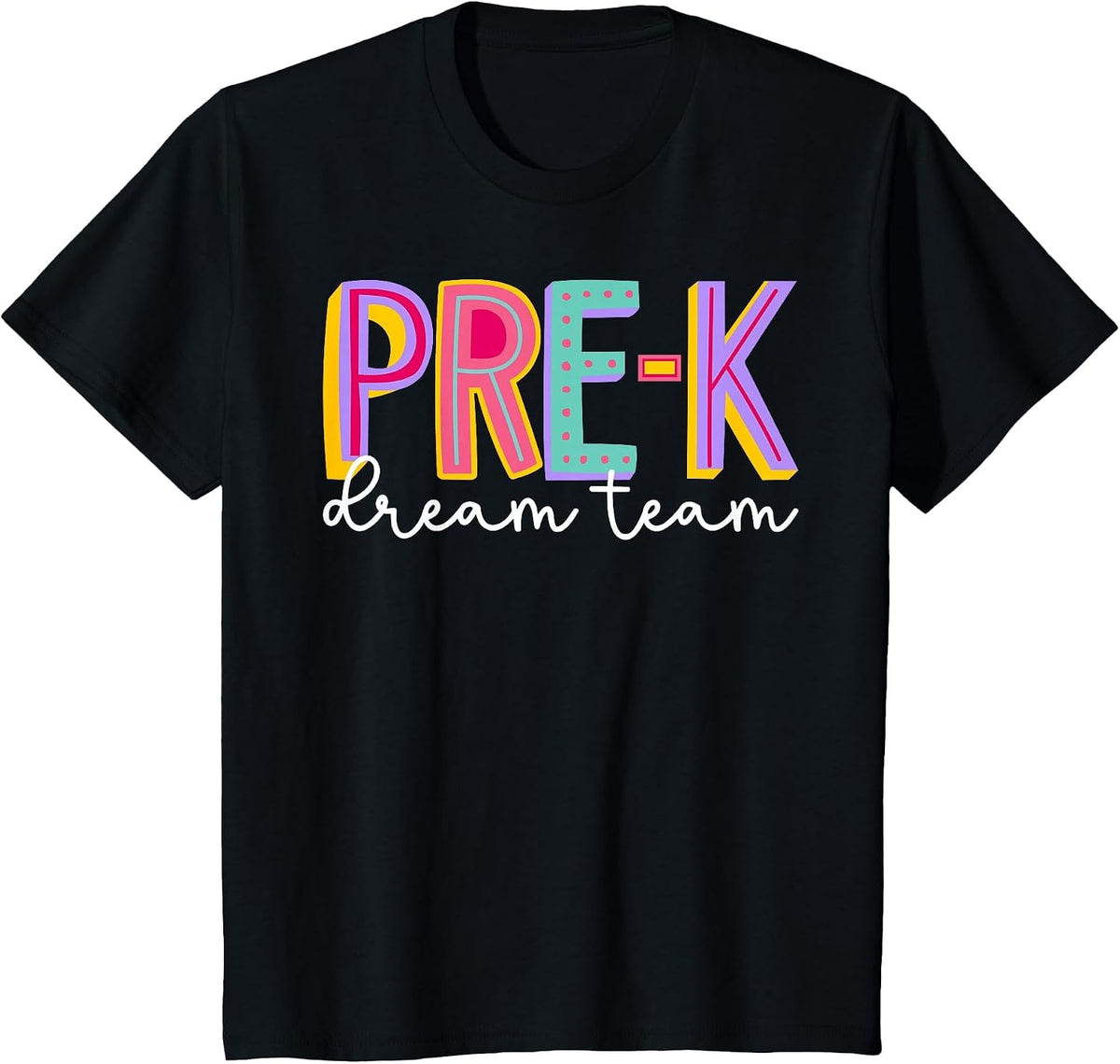 Retro Pre-k Dream Team Groovy Teacher Back to School T-Shirt - Black