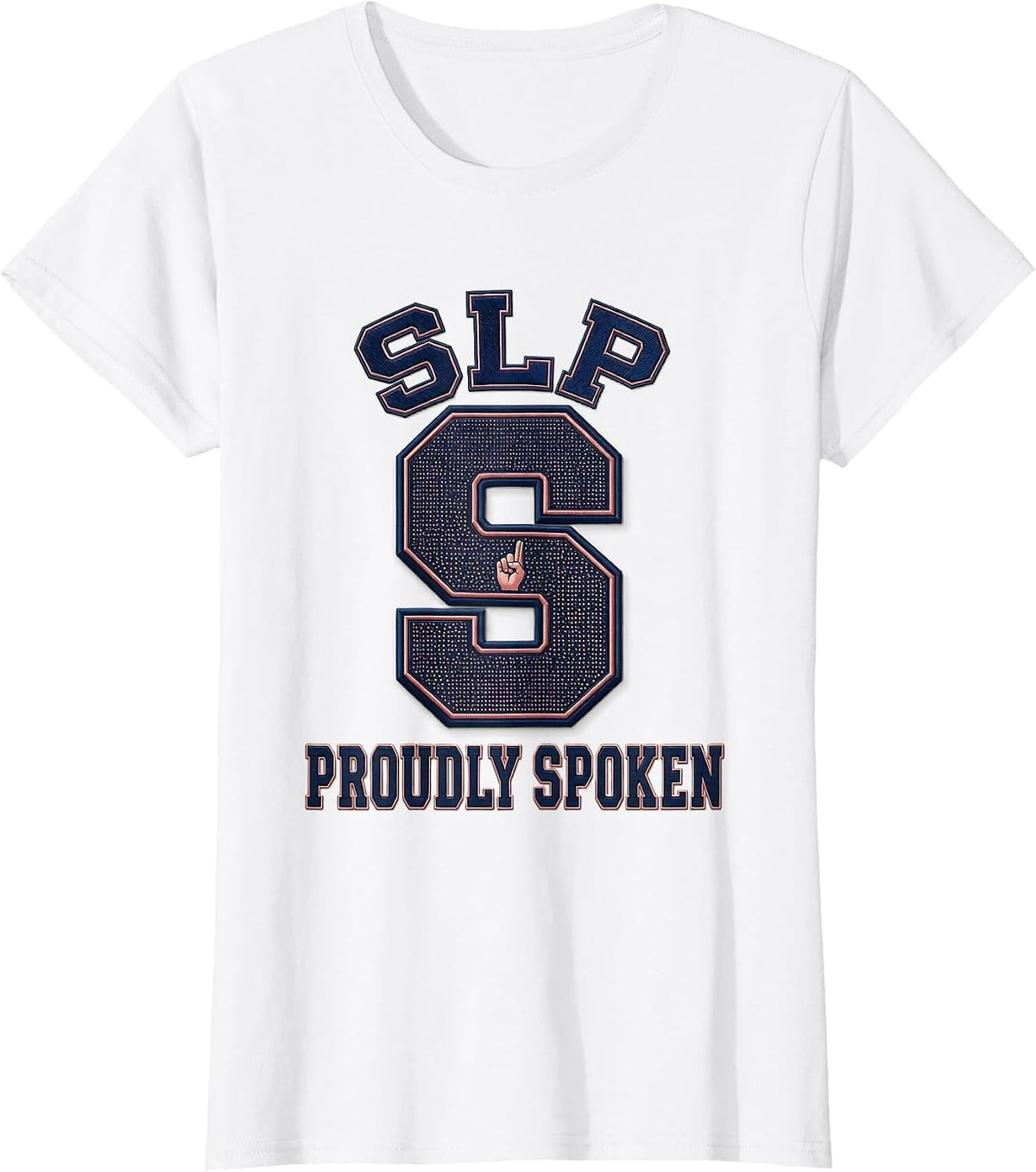 Women's SLP Proudly Spoken Chunky Collegiate Speech Language T-Shirt - White