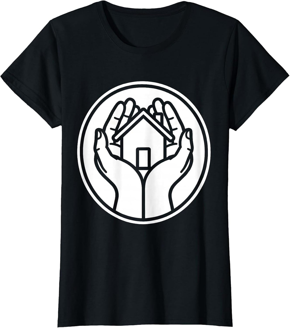 Women's Social Worker Hands Cradling Home Graphic T-Shirt - Black