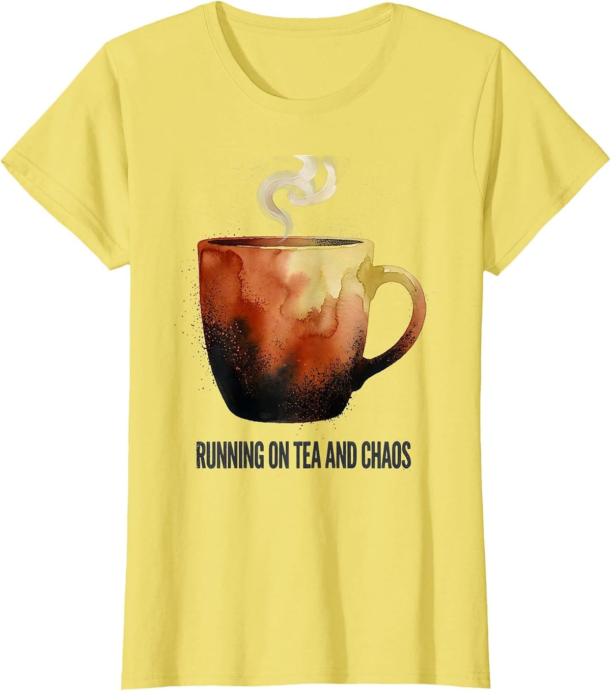 Running On Tea And Chaos Funny Chaos Coordinator Novelty T-Shirt - Lemon Yellow