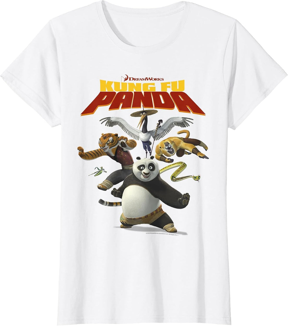 Kung Fu Panda Group Shot Action Portrait Movie Logo T-Shirt - White