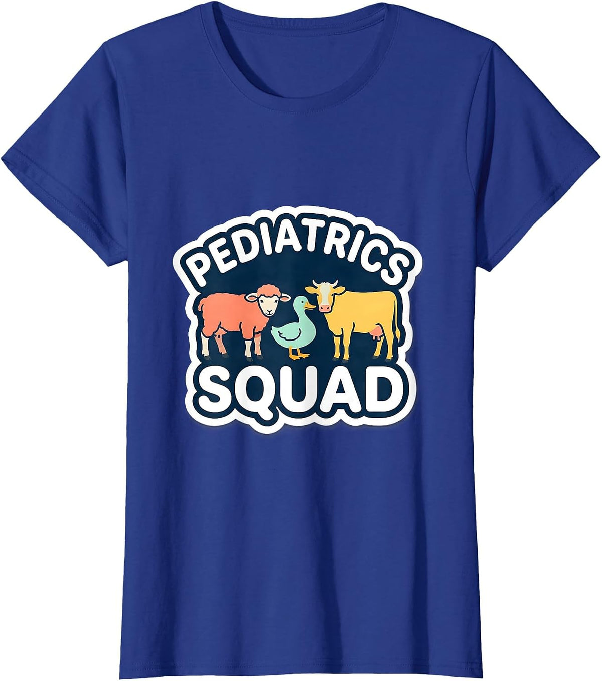 Women's Pediatrics Squad Cute Animal Pediatric Nurse NICU PICU T-Shirt - Royal Blue