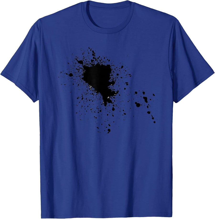 Cool Black Ink Splatter Paint Splat Splash T-Shirt Tee T-Shirt - Royal Blue