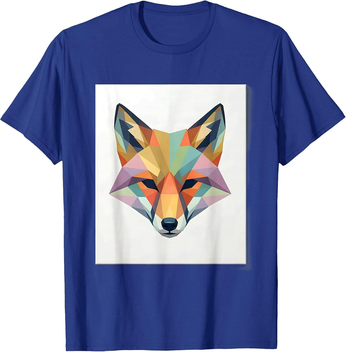 Geometric Fox Autism Awareness Multicolor Triangle Art T-Shirt - Royal Blue