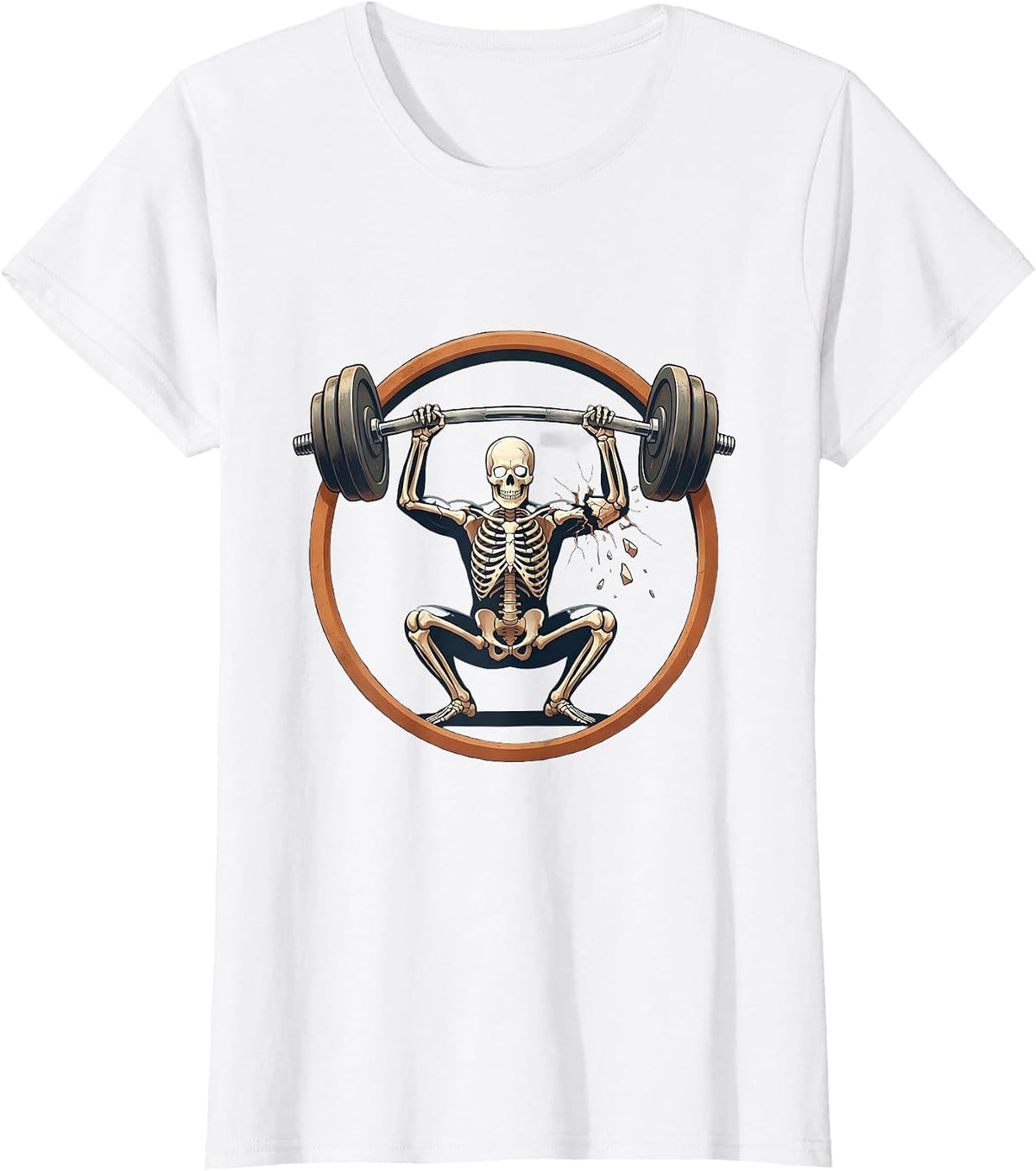Everything Hurts Crumbling Skeleton Weightlifting T-Shirt - White