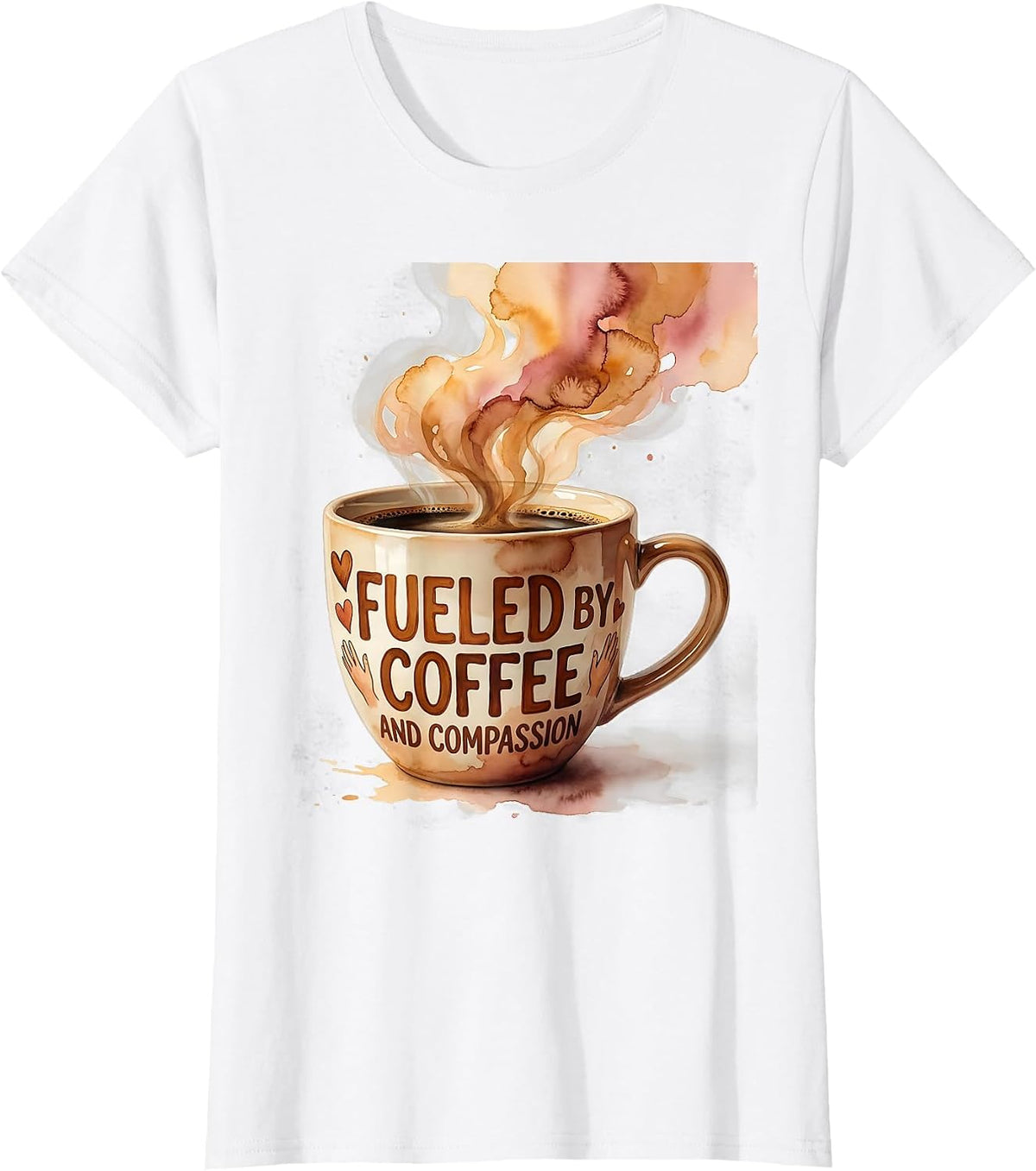 Women's Fueled by Coffee and Compassion Social Worker T-Shirt - White