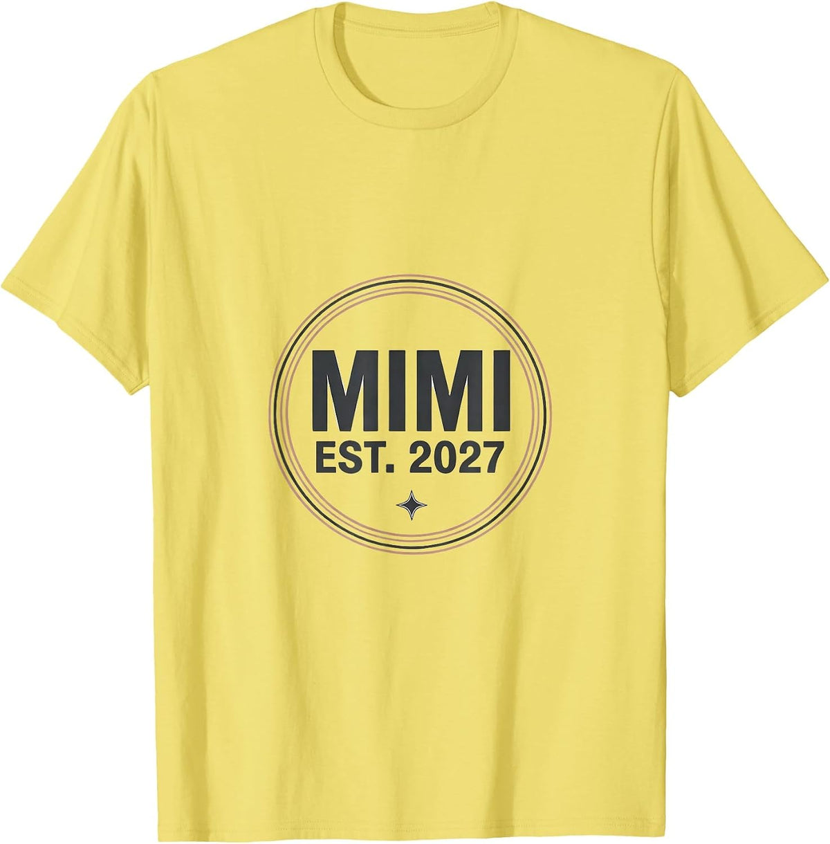 Men's Mimi Est 2027 Minimalist Elegant Font Family Keepsake T-Shirt - Lemon Yellow