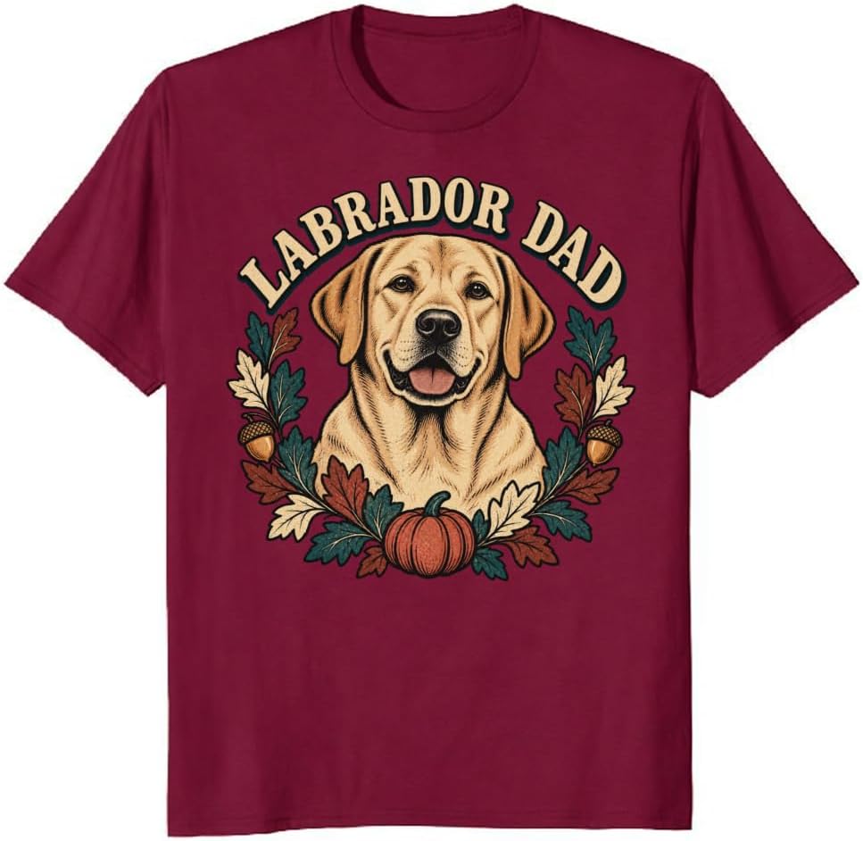 Labrador Dad T-Shirt Retro Desert Sunset Dog Portrait Tee - S4