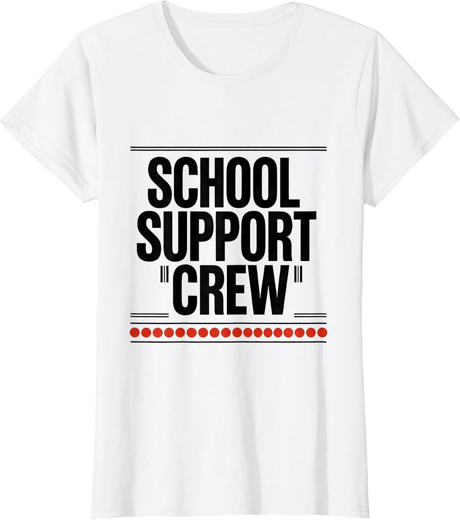 Women's School Support Crew Retro PTA Parent Volunteer Crew Pride T-Shirt - White