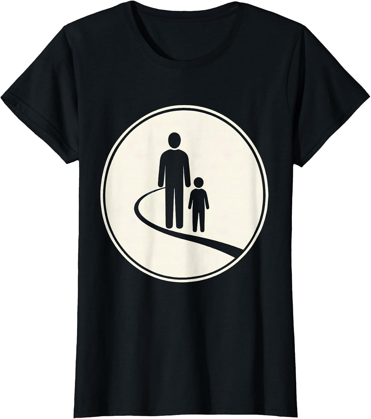 Social Worker Adult Child Walking Path Illustration T-Shirt - Black