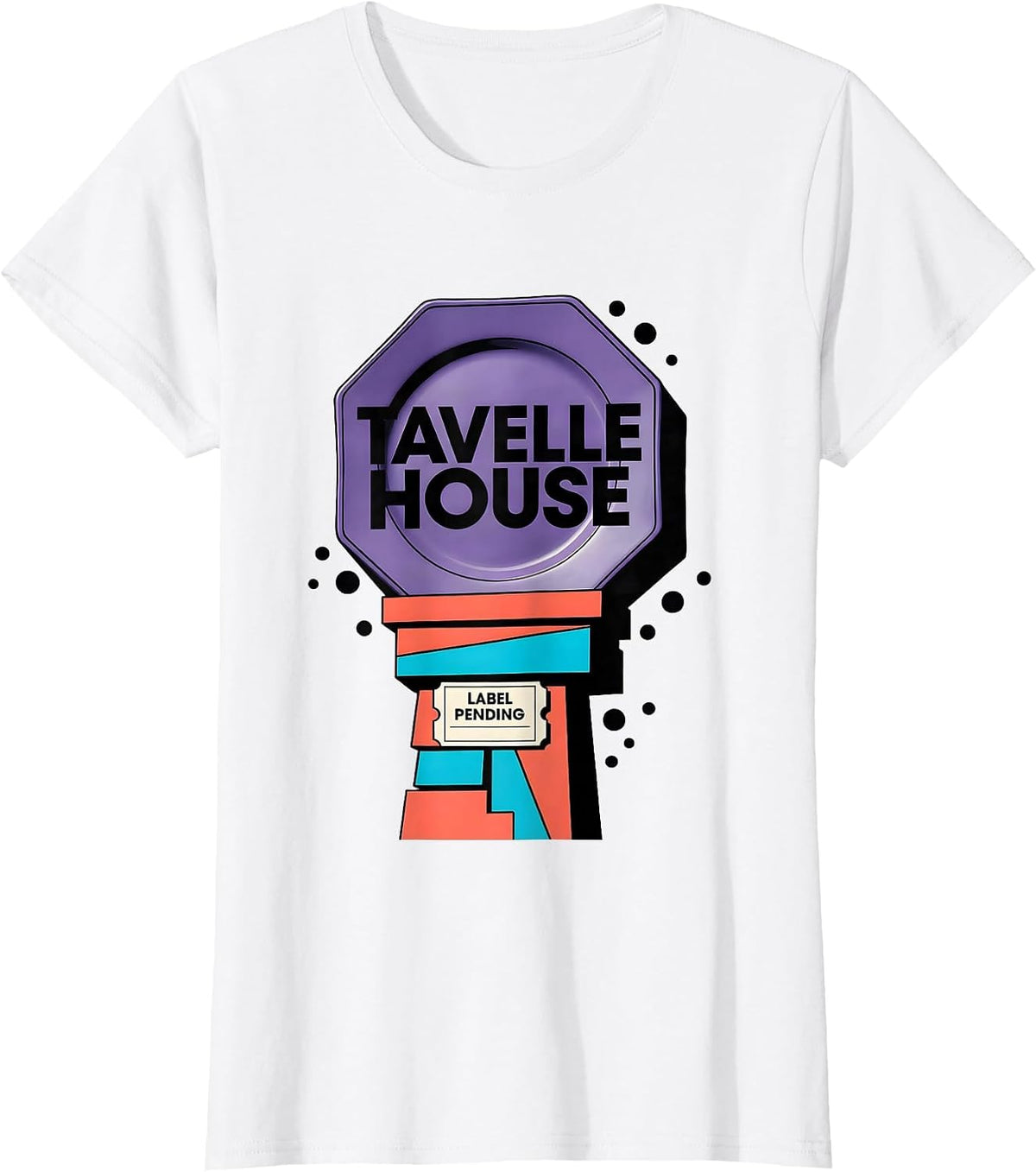 Women's Tavelle House Label Pending Memphis Postmodern Designer T-Shirt - White
