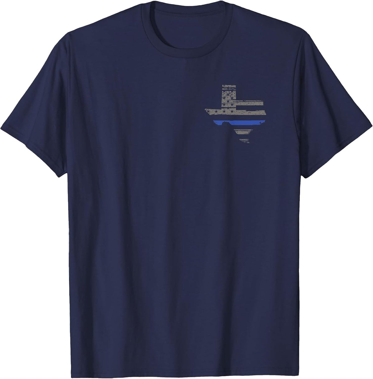 Texas Police, Law Enforcement Thin Blue Line Shirt T-Shirt - Navy Blue