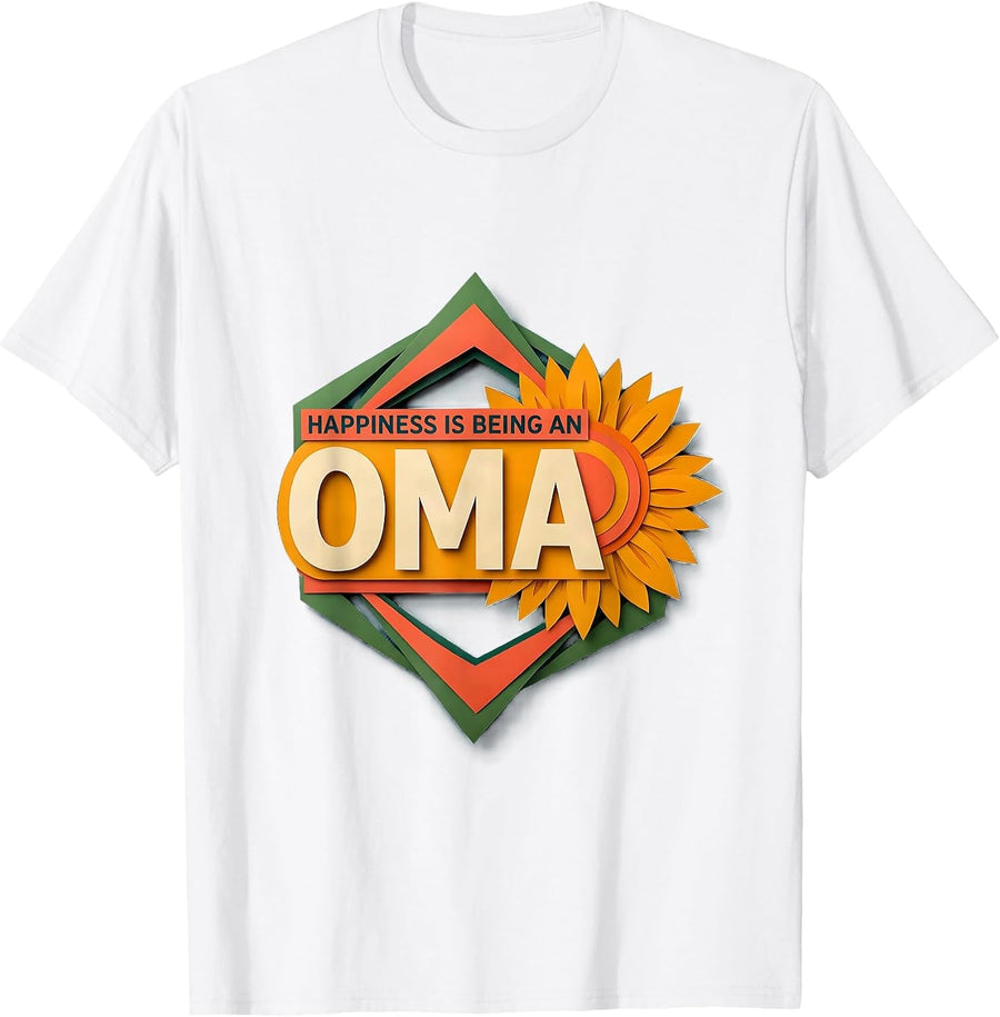 Men's Happiness Is Being An Oma Grandma Sunflower Mother's Day T-Shirt - White