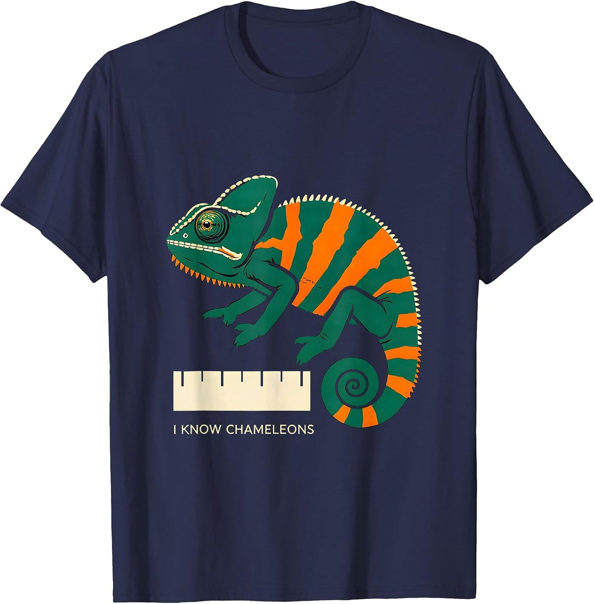 Men's I Know Chameleons Stencil Reptile Enthusiast Herpetology T-Shirt - Navy Blue