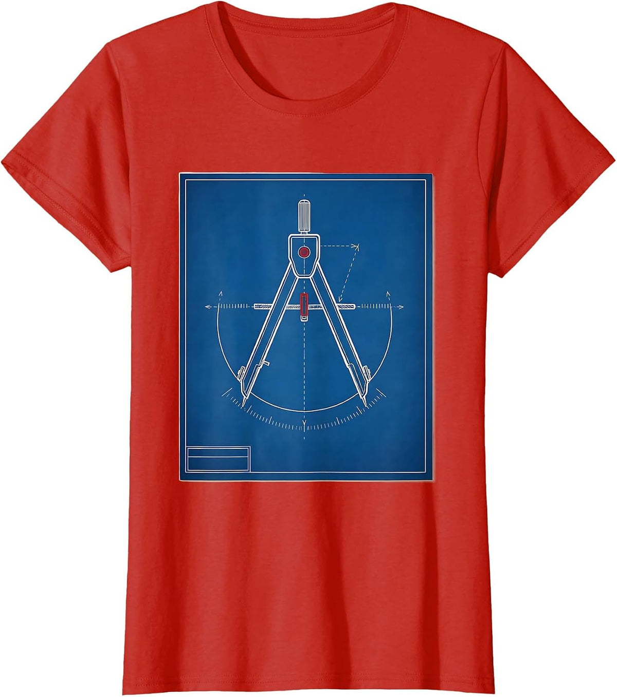 Women's Square and Compass Freemason Technical Blueprint Fraternal T-Shirt - Red
