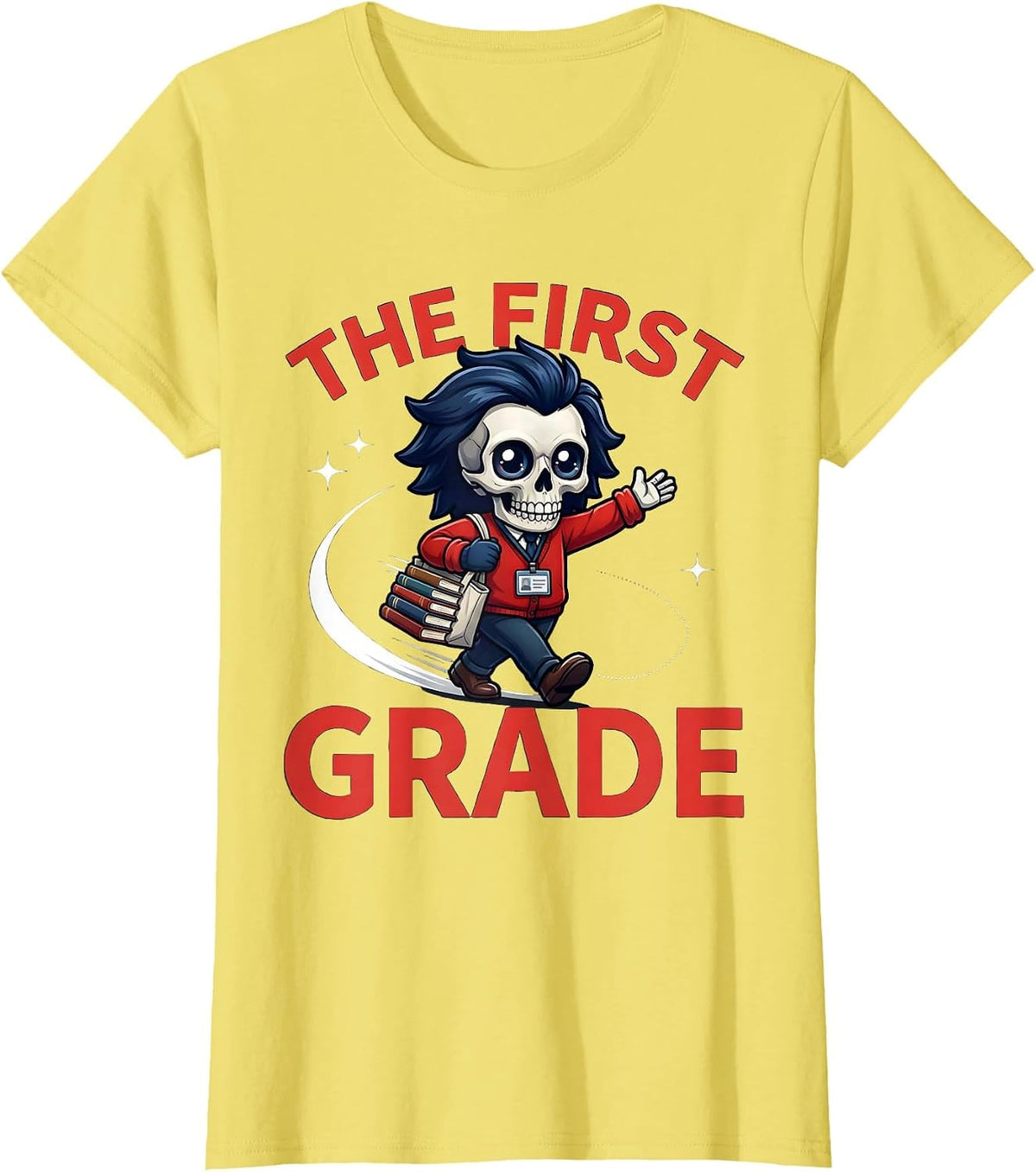 Women's THE FIRST GRADE Funny Teacher Back To School Classroom T-Shirt - Lemon Yellow
