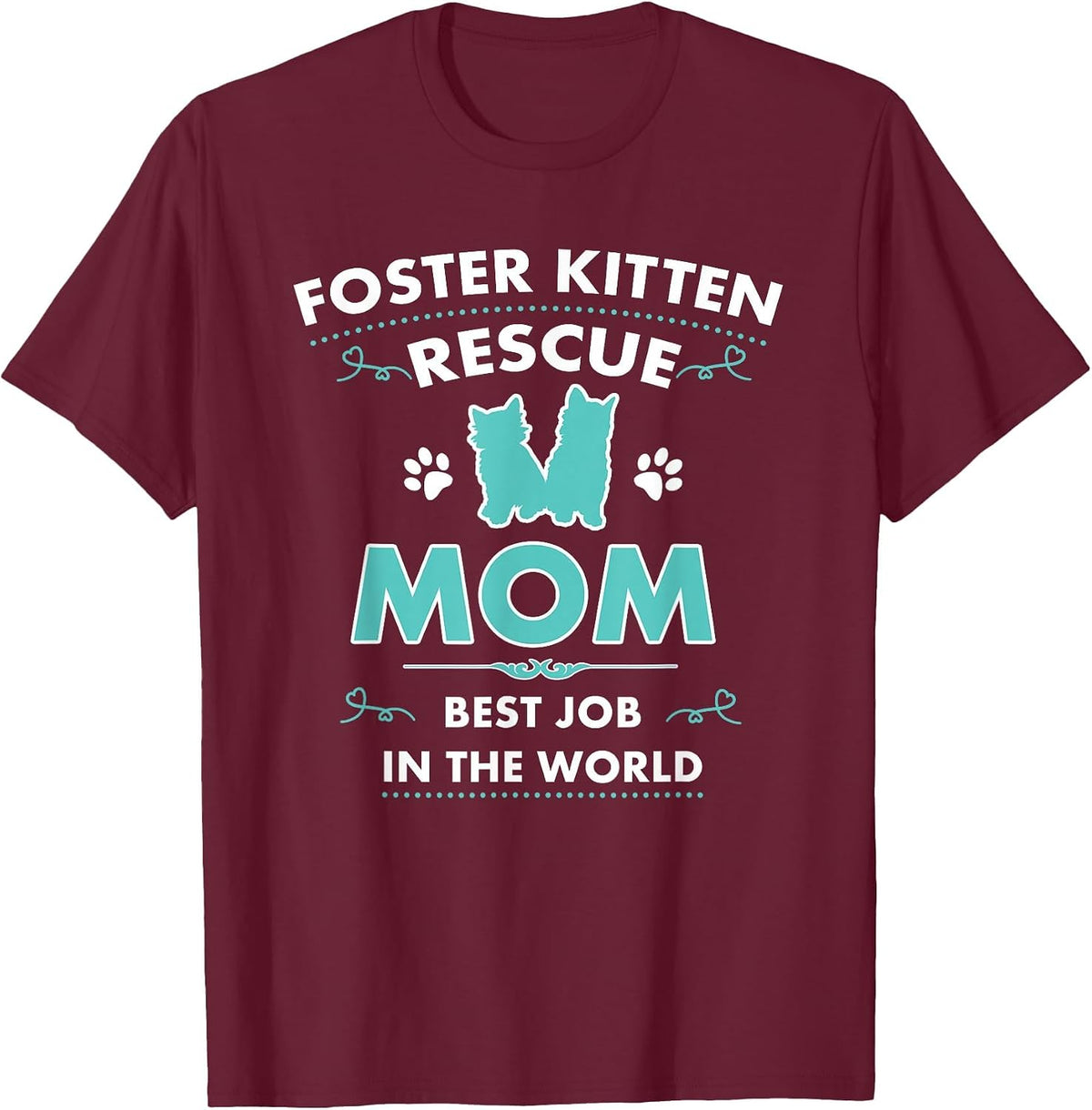 Cute Foster Kitten Rescue Mom Cat Adoption T-Shirt - Burgundy