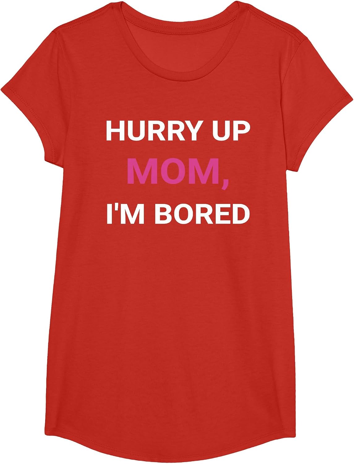 Hurry Up, Mom Marathon Support Running Spectator T-Shirt - Girls Red
