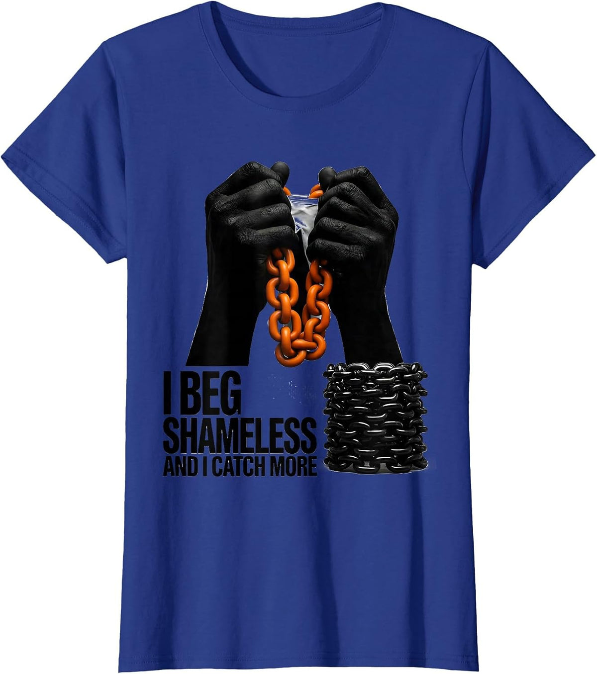 Women's I Beg Shameless And I Catch More Brutalist Mardi Gras T-Shirt - Royal Blue